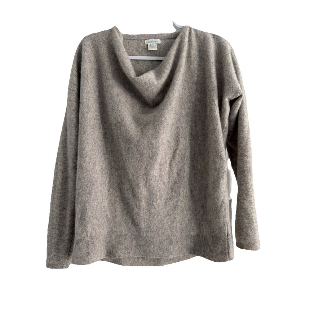 Sundance Woman’s Sweater S Beige 100% Cashmere Solid Scoop Neck Long Sleeve